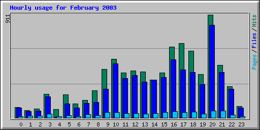 Hourly usage for February 2003